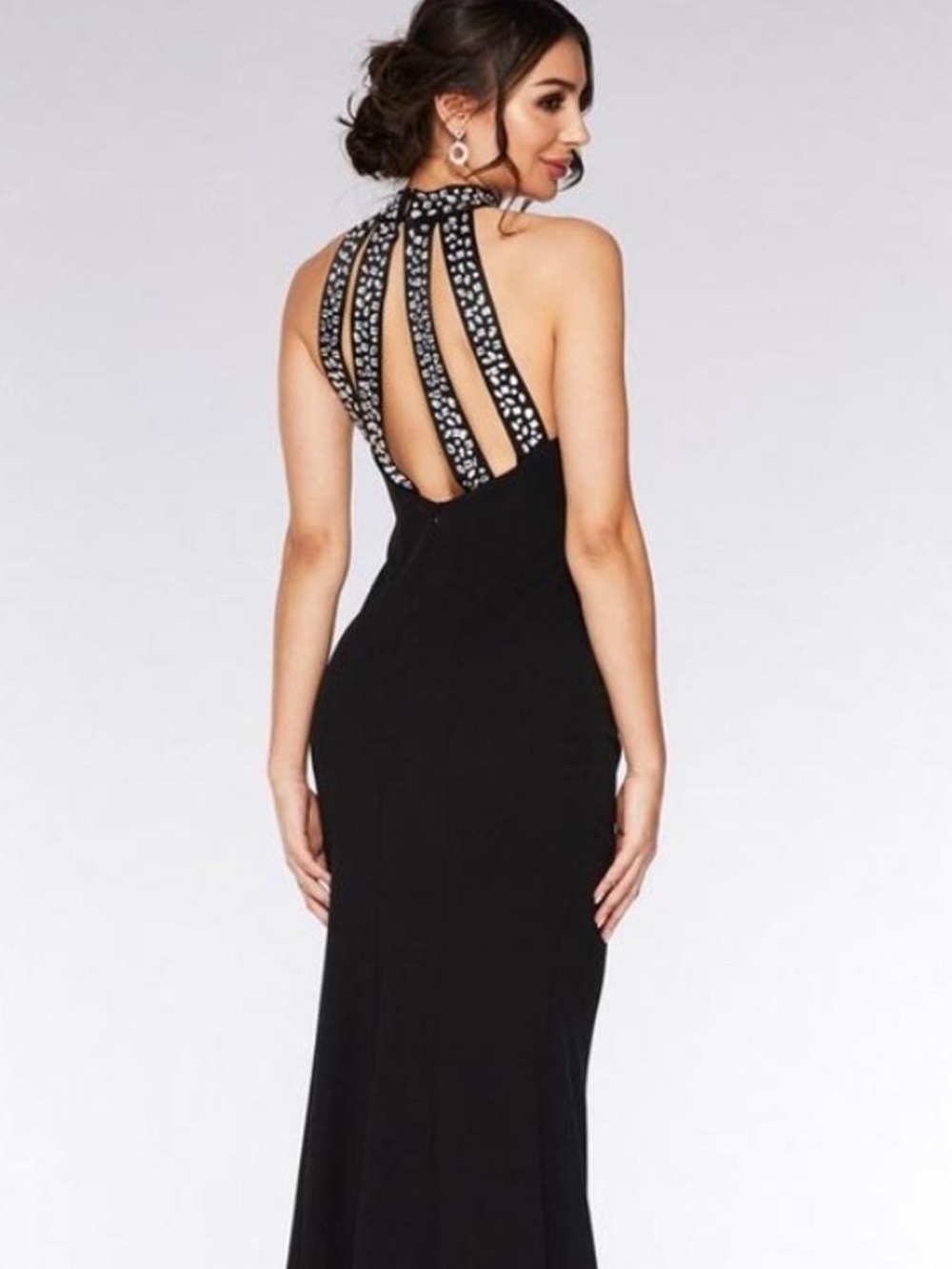 2 Quiz Black & Blue Maxi Halter Dress with Embellished Straps - Sold Separately